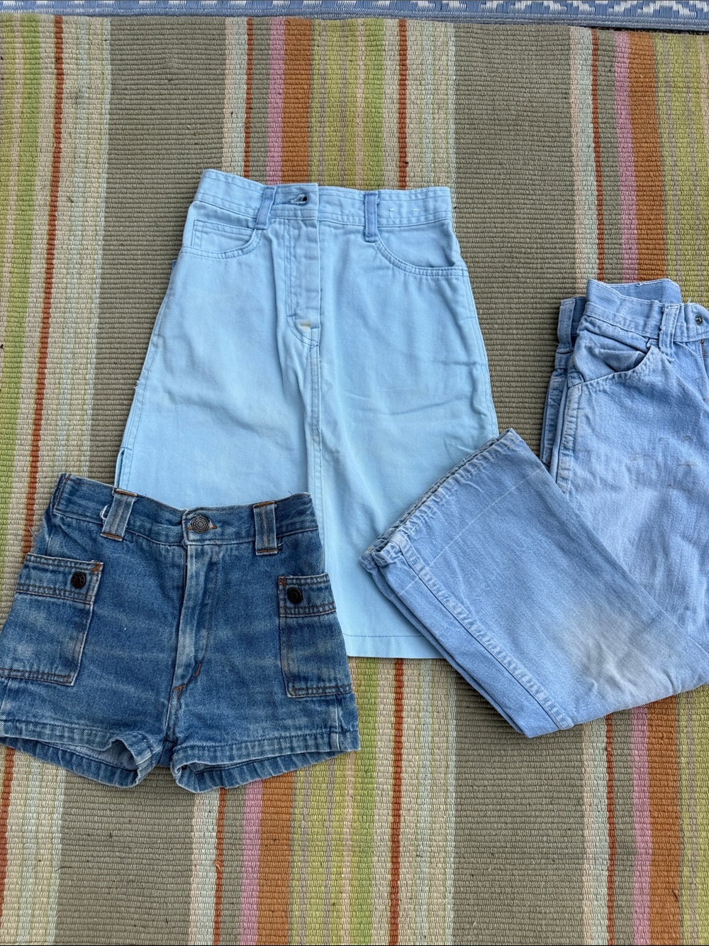 Vintage light denim - kids Jean shorts, skirt and jeans! Size 7-8